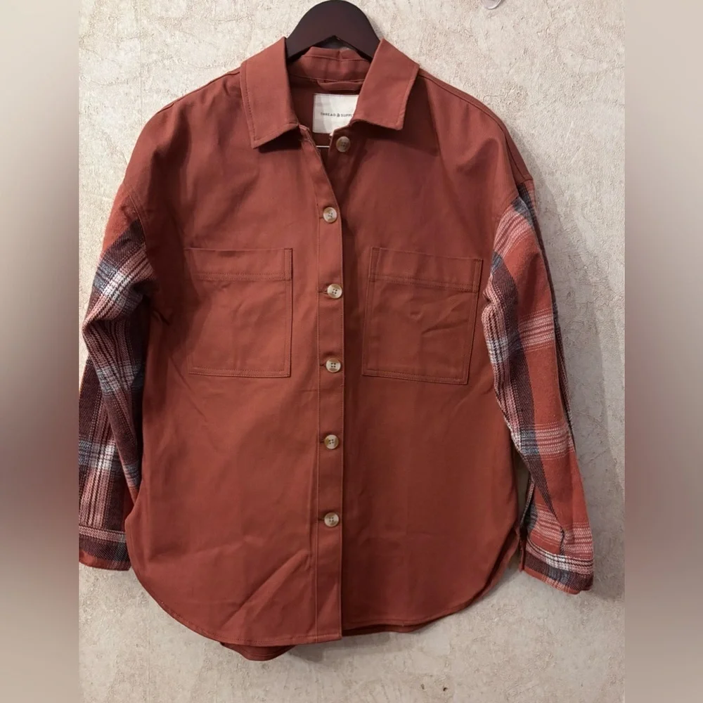 Thread & Supply Rust Plaid Shirt(Bust 42” Length 27”) - Picture 1 of 4